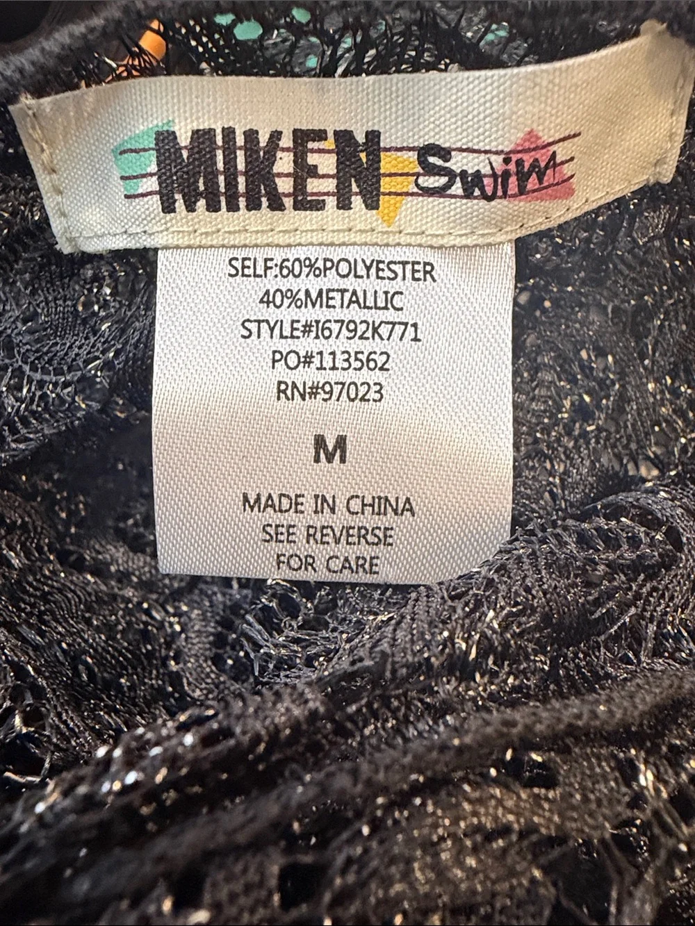 Sheer Black‎ Lace Tie-Side Swim Coverup NEW M